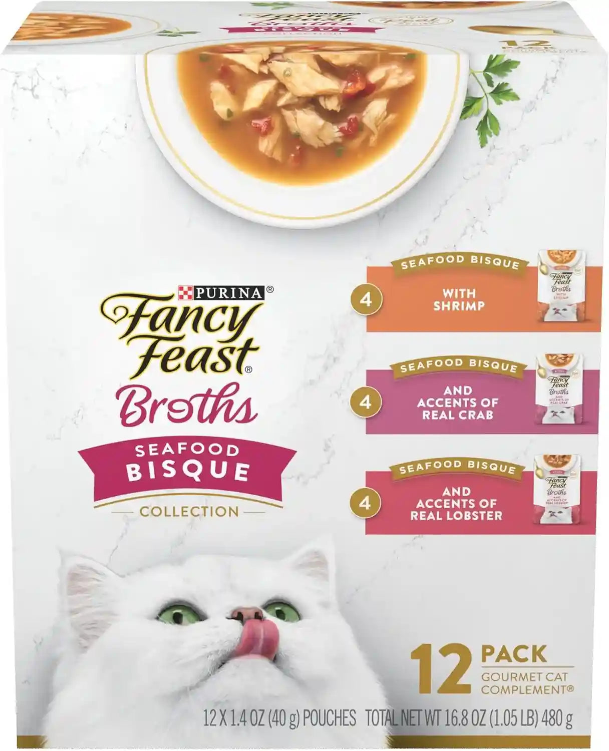 purina-fancy-feast-broth-seafood-bisque-complement-variety-pack-gourmet-grain-free-lickable-cat-food-topper-pack-of-12-1-4-oz-pouches