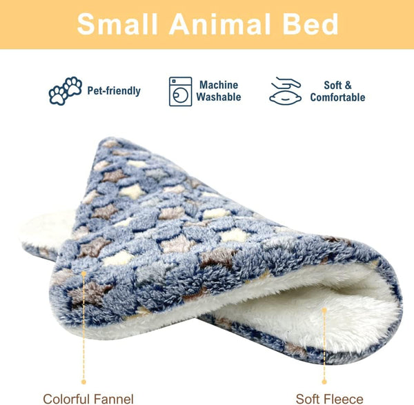 3PCS Rabbit Bed, Soft Bunny Bedding, Fleece Guinea Pig Blanket | Warm Plush Sleeping Mat, Cage Liner for Hamster Ferret Squirrel Hedgehog Rat3