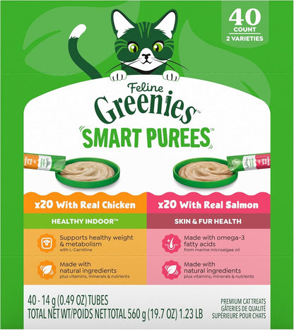 Greenies Feline Smart Purees Cat Treats, Indoor Chicken, 20 Count | Grain-Free, L-Carnitine for Metabolism, High Digestible Protein, No Carrageenan, Moisture-Rich, Nutritionally Complete13