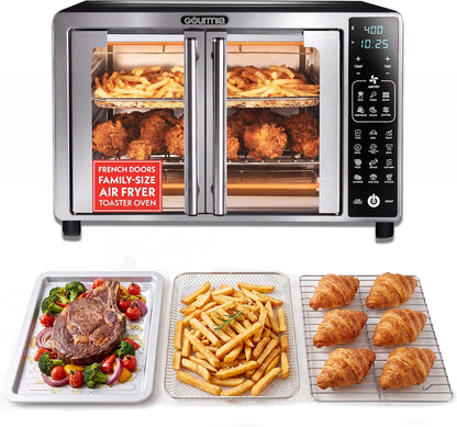 Air Fryer French Door Toaster Oven - 6-Slice Capacity, LED Display with 19 Cooking Presets, Stainless Steel1