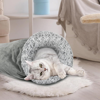 Covered Cat Bed for Indoor Cats, Washable Fluffy Cat Sleeping Bag | Warm Winter Pet Cave Bed for Relax & Play, Cozy Kitten Tunnel Nest for Cold Weather5