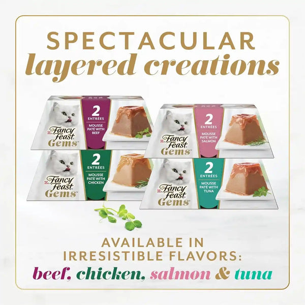 Fancy Feast Gems Pate Cat Food Mousse and a Halo of Savory Gravy Wet Cat Food Variety Pack - (Pack of 12) 4 Oz. Boxes7