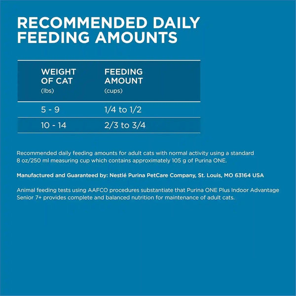 Purina ONE High Protein, Natural Senior Dry Cat Food, Indoor Advantage Senior+ - 3.5 Lb. Bag5