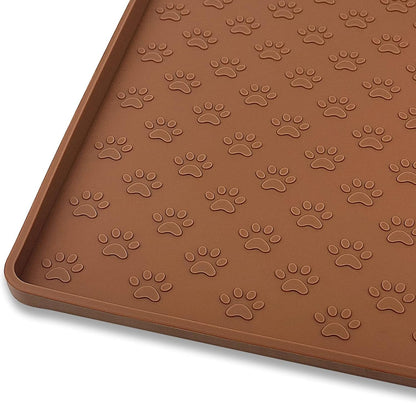 Ptlom Pet Placemat for Dog and Cat, Mat for Prevent Food and Water Overflow, Suitable for Small, Medium and Big Pet, 18" 12", Grey, Silicone46
