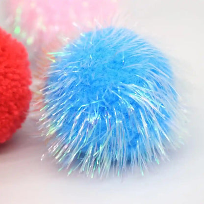 14-Pack Cat Toys Balls - No Bells Quiet Interactive Toys, Soft Pom Poms & Sparkle Balls for Kittens & Adult Cats, Safe for Batting Chasing (7 Sparkle Fuzzy Balls+ 7 Yarn Balls)7