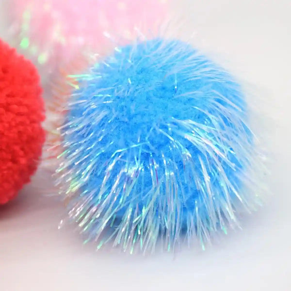 14-Pack Cat Toys Balls - No Bells Quiet Interactive Toys, Soft Pom Poms & Sparkle Balls for Kittens & Adult Cats, Safe for Batting Chasing (7 Sparkle Fuzzy Balls+ 7 Yarn Balls)7