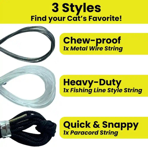 Cat Toy String Replacement 3-Pack - Chew Proof Metal Wire, Cat Wand String Replacement Variety Pack, Official Cat Toy Refill Strings for Forever Stick Cat Toy Wand, Transparent Fishing Line Nylon Cord5