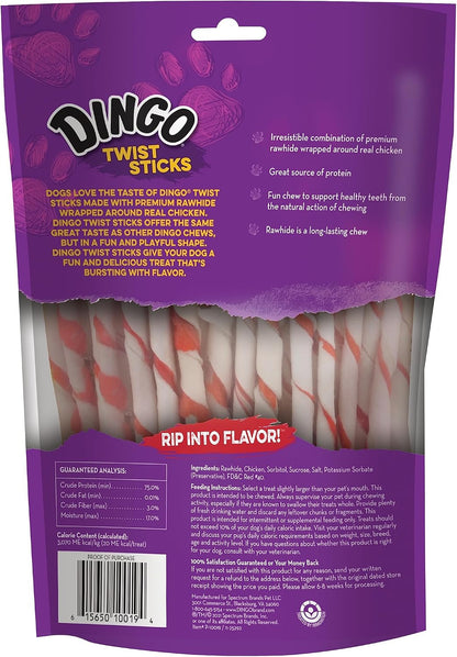 Dingo Twist Sticks Rawhide Dog Treat with Real Chicken, 50 Count | Long-Lasting Rawhide with Real Chicken, Provides Protein, Natural Chewing Action Promotes Clean Teeth, for Adult Dogs2