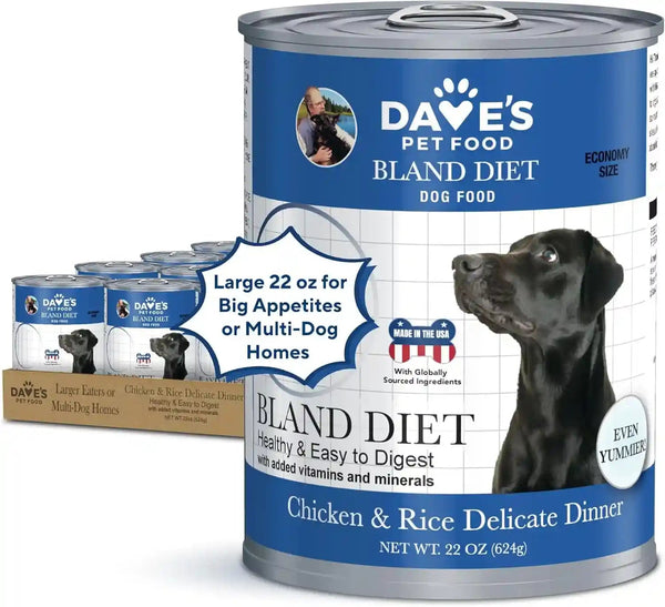 Dave'S Pet Food Bland Diet Dog Food (Chicken & Rice), Sensitive Stomach, Easy to Digest Pate, Gluten-Free, Digestive Care, Low Fat (6%) Limited Ingredients, Complete & Balanced, 13.2 Oz (Case of 12)15