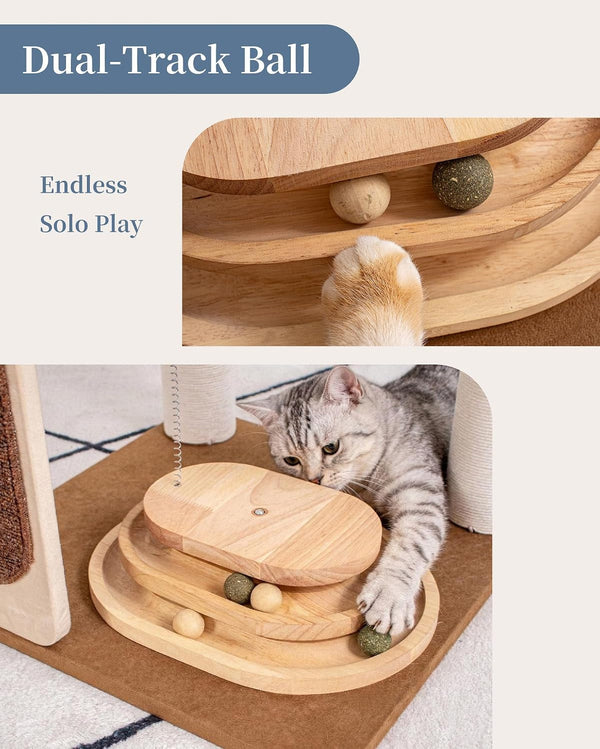 Modern Cat Tree for Large Cats, Modern Cat Tree Tower with Wide Shelves Cotton Scratching Posts, Super Sturdy Base, Cozy Perches, and Interactive Toys for Indoor Kittens 31-Inch9