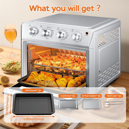 Multifunctional Convection Toaster Oven Air Fryer Combo, All-In-One Countertop Oven for Healthy Oil-Free Cooking, Adjustable Temp & Time Control, Family Size8