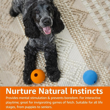 Amazon Basics Interactive Bouncy Durable Rubber Dog Toy Balls, 2.5 Inch, Multi-Color Blue/Orange, Pack of 108