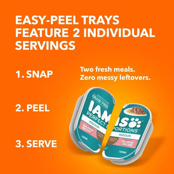 IAMS Perfect Portions Cuts in Gravy Wet Cat Food, Tuna & Salmon, 12 Count | Tuna & Salmon Cuts in Gravy, 2.6 Oz. Snap-Peel-Serve Twin Packs, Vitamin E Immune Support, Prebiotic Fiber, Made in USA12