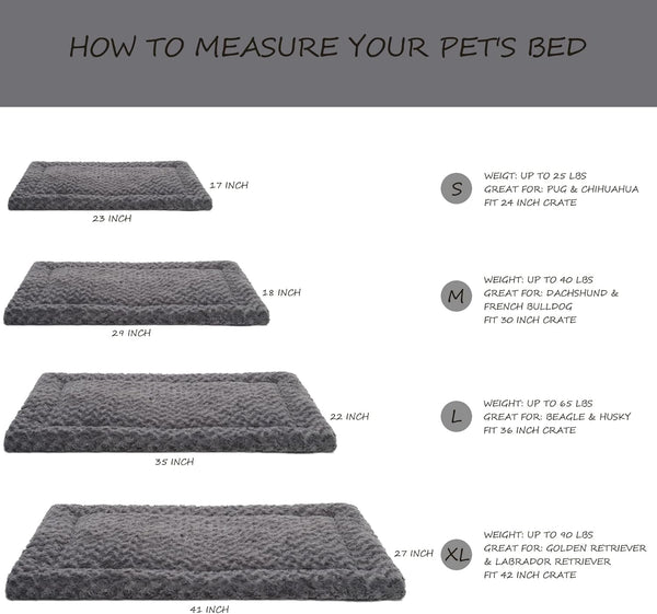 Washable Dog Bed Mat Ultra Soft Dog Crate Pad Comfy Fluffy Pet Kennel Beds Sleeping Mattress for Large Jumbo Medium Small Dogs, 36 X 23 Inch, Gray5