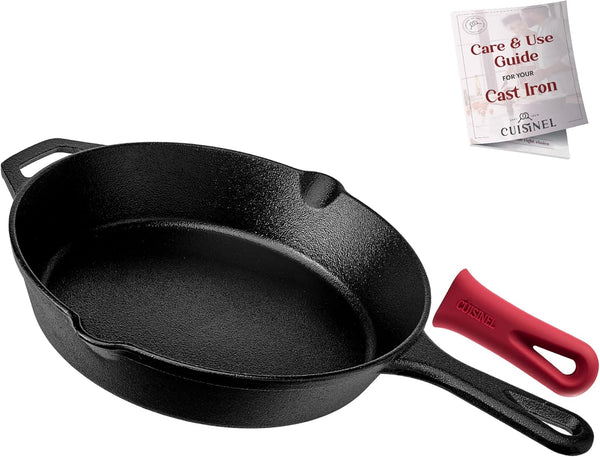Cast Iron Skillet Set - 8" + 10" + 12"-Inch Pre-Seasoned Frying Pans + Silicone Handle Grip Covers - Indoor/Outdoor, Oven, Grill, Stove, BBQ, Fire, Induction Safe Kitchen and Camping Cookware4