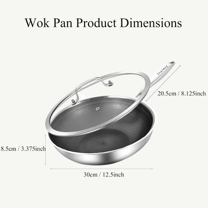 12.5 Inch Hybrid Stainless Steel Wok Pan with Lid, Ceramic Coating | Honeycomb Nonstick Stir Frying Pan, Large Wok for Asian Cooking & Family Meals, Induction Compatible, Dishwasher & Oven Safe7