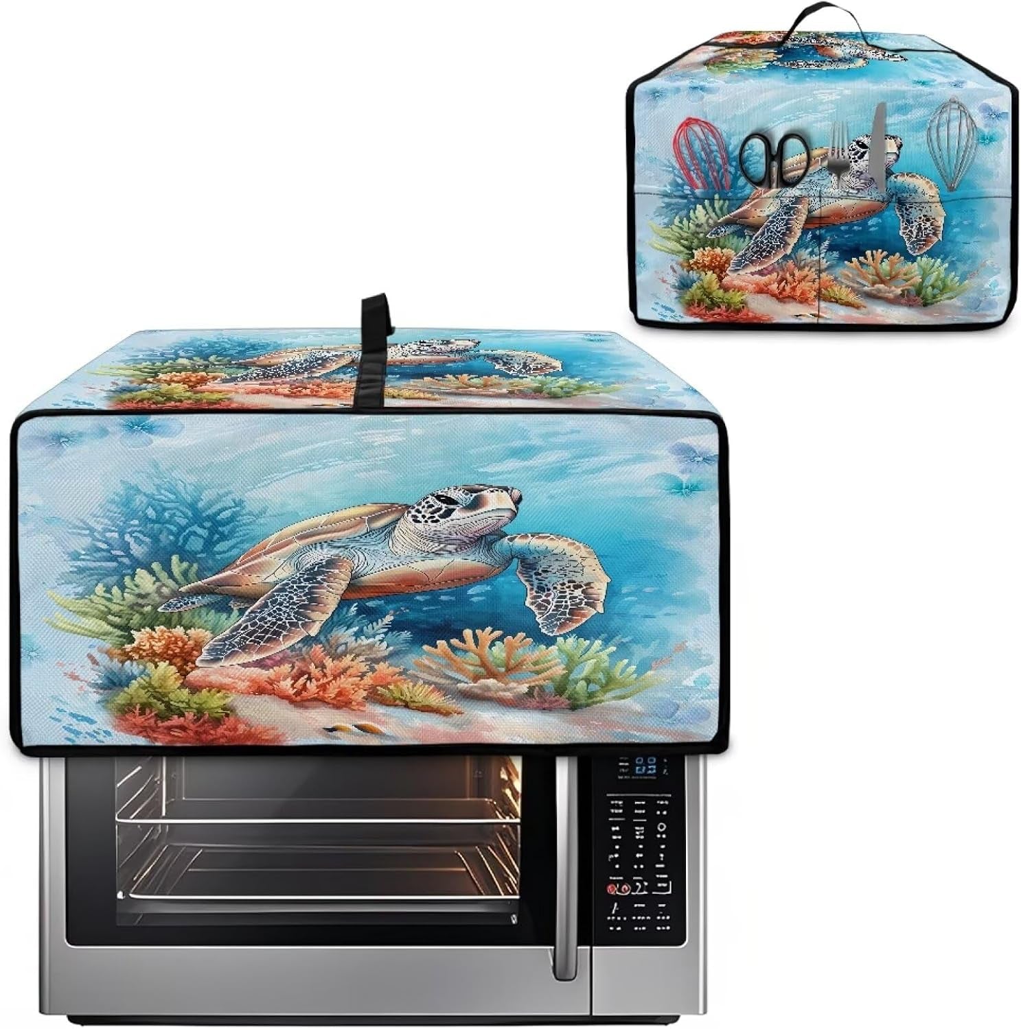turtle-design-heavy-duty-large-toaster-oven-cover-polyester-dust-protector-air-fryer-microwave-bread-machine-kitchen-countertop-l-22-5x18-5x12-99-inches