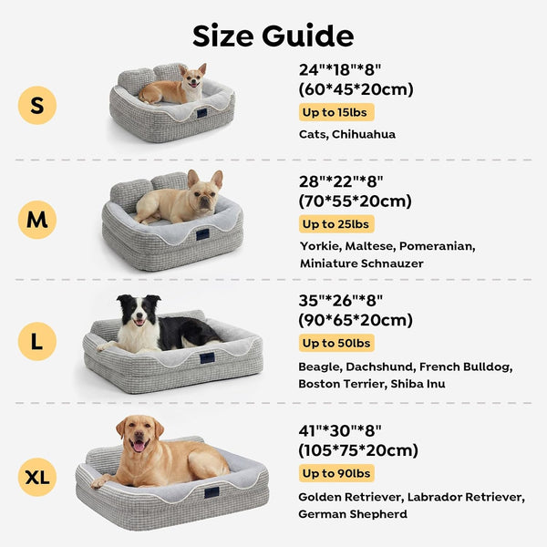Veehoo Square Dog Bed Medium Size Dog, Orthopedic Dog Bed Couch Sofa, 36" | Washable & Medium Dog Bed for Indoor, Egg-Crate Memory Foam Dog Bed with Sides, Removable Cover, High Back Non-Slip Bottom3