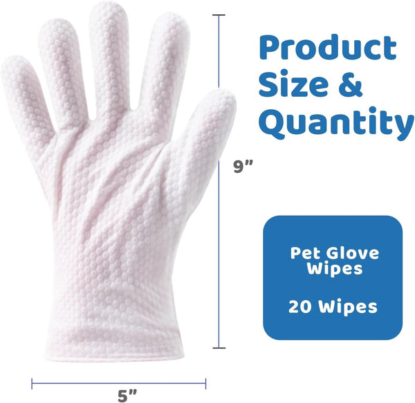 Pet Glove Wipes for Dogs & Cats with Coconut Scent, No Rinse Full Body Cleaning Large Gloves (9.84 X 9.05 Inch), Gentle Grooming for Paws Face Ears Eyes Coat, Alcohol Free, 20 Pack7