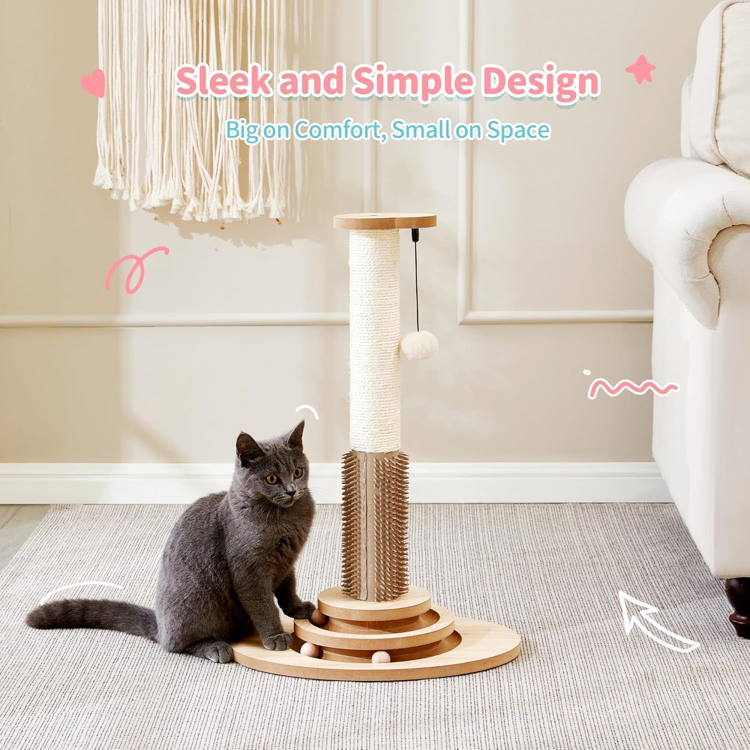 made4pets-cat-scratching-post-for-indoor-cats-with-self-groomer-23-cat-scratcher-with-natural-sisal-rope-stable-base-and-interactive-ball-track-cat-toys-for-kittens-and-small-indoor-cats