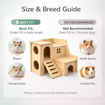 Tiny Hamster Maze Wood House Fun Slide House Double-Decker Hut for Dwarf Gerbil Mouse Mice Rat Small Animals(Only for Small Hamster)6