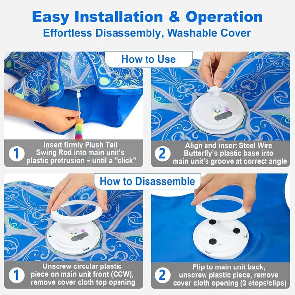 Interactive Cat Toys for Indoor Cats,[Newly Upgraded] Rechargeable Touch Activated Hide and Seek Kitten Toys for Bored Indoor Adult Cats with Fluttering (Blue)6