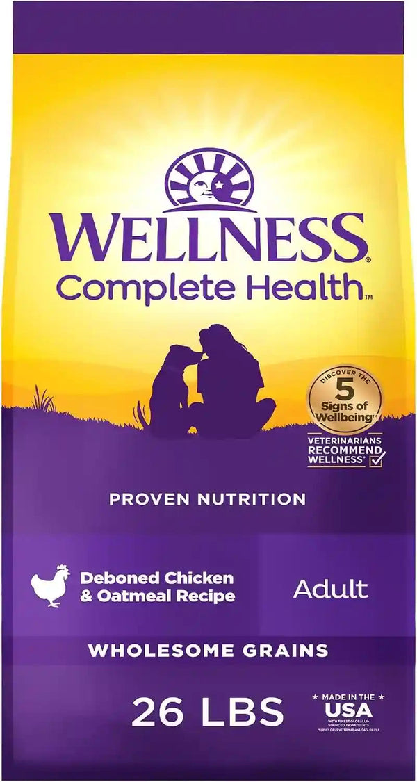 Wellness Complete Health Adult Dry Dog Food, Wholesome Grain Kibble, Natural, Chicken and Oatmeal Recipe, 30 Lb Bag24