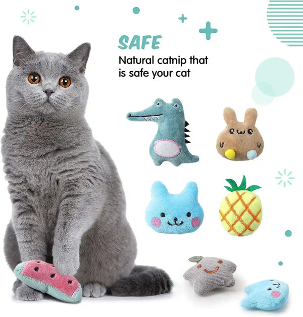Gejoy 20 Pack Catnip Toys for Indoor Cat Plush Kitten Cat Chew Toys Catnip Kitten Entertaining Interactive Safe Teeth Cleaning Dolls(Lovely)6
