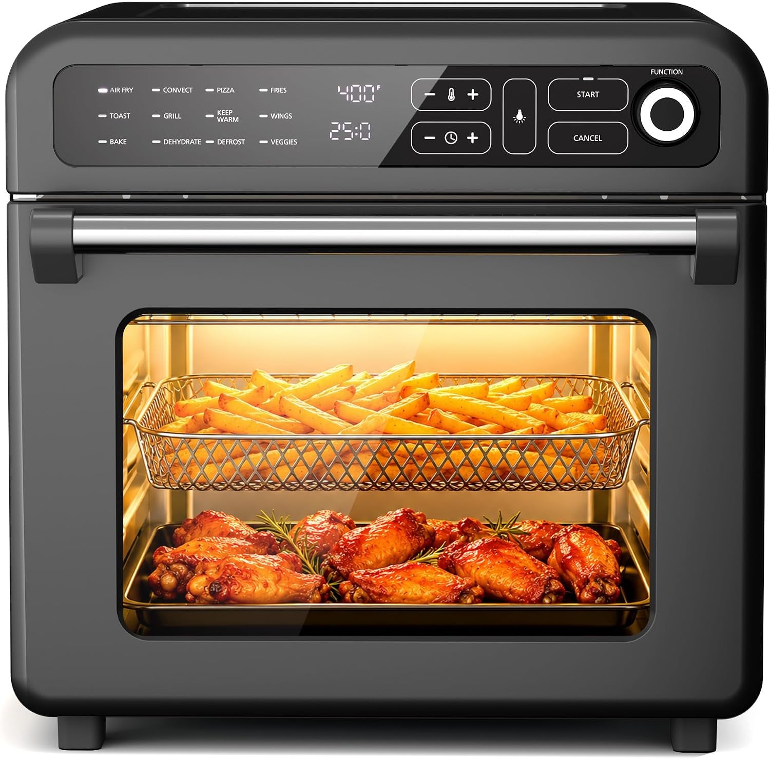 air-fryer-toaster-oven-19-qt-12-in-1-functions-air-fry-broil-keep-warm-bake-defrost-ouchscreen-controls-nonstick-75-450-dishwasher-safe-accessories-black