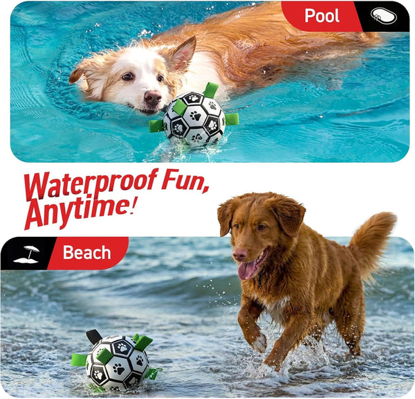 QDAN Dog Toys Dog Balls, 6 Inch Dog Soccer Ball with Straps, Herding Balls | Dog Birthday Toy, Balls for 20-40Lbs Dogs, Outdoor Puppy Toys to Keep Them Busy, Interactive Toy for Tug, Pool Water Toy Ball2