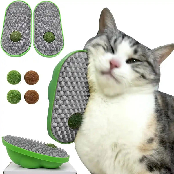 Miwoowim 2 Pcs Catnip Toys Balls That Stick on Wall,Cat Toy Ball, Catnip Wall Balls for Cats Lick,Cat Face Scratchers, Cat Self Groomer for Indoor Cats, Corner Brush1