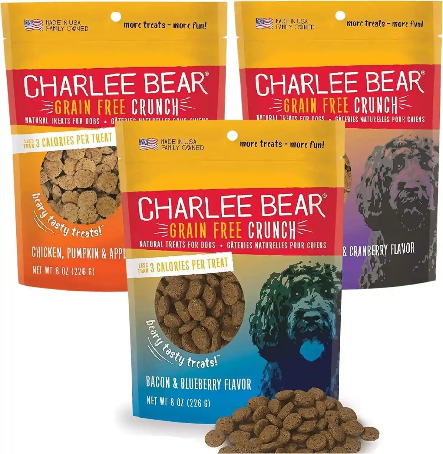 charlee-bear-crunchy-dog-training-treats-3-flavor-variety-pack-8oz-3-pack-low-calorie-3-cal-grain-free-natural-mini-treats-for-puppies-small-medium-large-dogs-usa-made