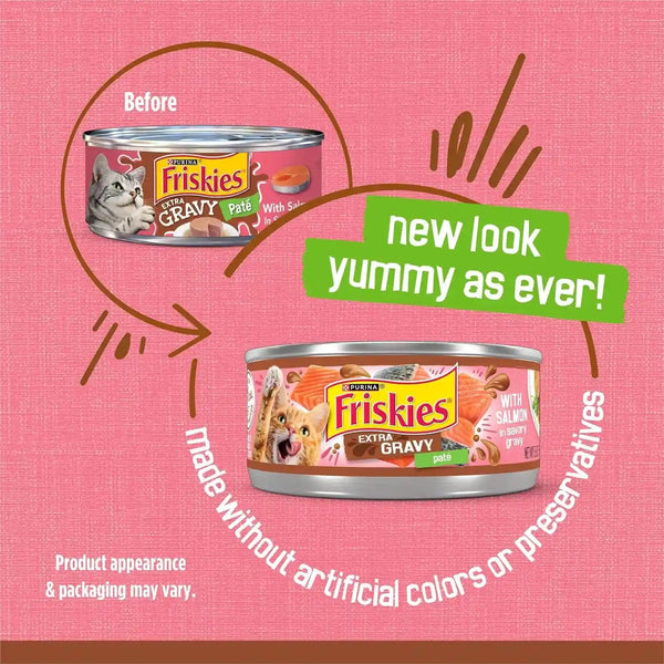Purina Friskies Wet Cat Food Extra Gravy Pate with Salmon in Savory Gravy - (Pack of 24) 5.5 Oz. Cans2