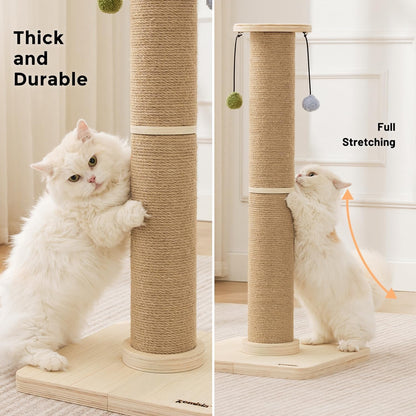 ZOMISIA 35'' Tall Cat Scratching Post for Indoor Cats Adults | 4.7'' Large Scratch Post, Thicken Wooden Base, Sisal Scratcher Top & Dangling Balls, Super Sturdy6