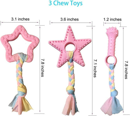 Volacopets Puppy Toys for Teething, Puppy Chew Toys for Small Dogs, Crinkle Dog Toys Small Breed Boredom and Stimulating, Dog Toys for Small Dogs, Pink, 5-Pack2