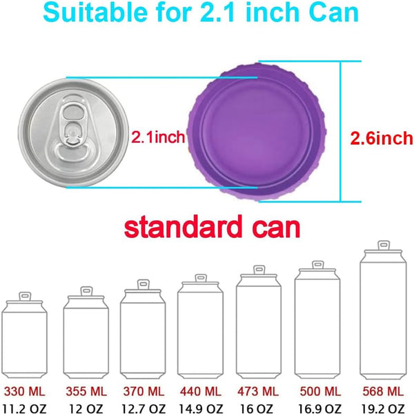 6 Pack Silicone Soda Can Lids, 6 Color Bpa-Free Reusable Silicone Can Covers, Can Stopper or Protector for Soda, Beer, Drink, Juice, Coke, Beverage, Fits Standard Cans5