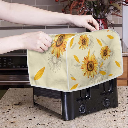 Watercolor Sunflower Toaster Oven Cover Dustproof Home Kitchen Appliance Covers Universal Fit Most Standard 4 Slice Toaster, Machine Washable2