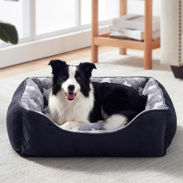 GASUR Small Dog Beds Small Size Dogs, Rectangle Washable Dog Bed, Orthopedic Dogs Sofa Bed, Pet Cuddler Anti-Slip Bottom, Soft Calming Sleeping Warming Puppy Bed (S (20"X 19"X 6"), Black)11
