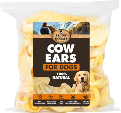 BRUTUS & BARNABY Cow Ears for Dogs – Whole Ears 12 Ct, Thick Cut, Grass-Fed Angus Beef, All-Natural No-Rawhide Dog Treat Alternative1