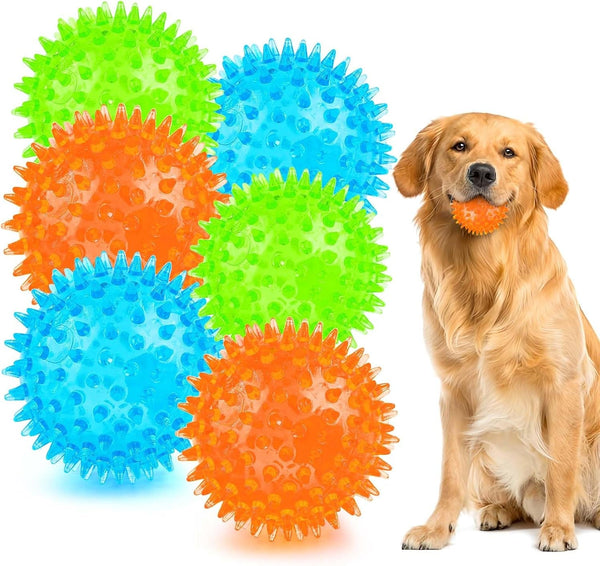PUPTILY 2 Different Functions Interactive Ball for Dogs 2.5” Squeaky Dog Balls Toys and Puppy Teething Chew Toy Balls for Small Dogs for Clean Teeth and Training （5Pcs）9