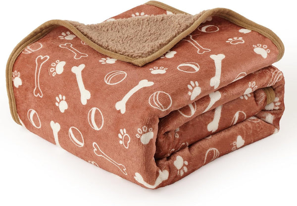 Washable Waterproof Dog Blankets for Large Dogs, 50"X60" Black | Soft Fluffy Pet Blanket for Couch Sofa Car Crate, Bed Furniture Protector, Reversible Sherpa Fleece Dog Blanket, Paw Pattern20