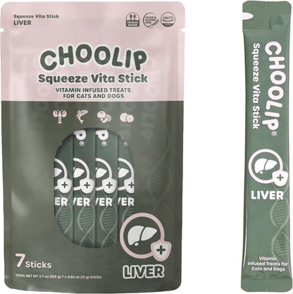 Choolip Squeeze Vita Stick Lickable Cat and Dog Treats, 7-Count Kidney Support, Tuna and Pollack with Pumpkin, Blueberry and Omega-3, Grain-Free, Vet-Formulated14
