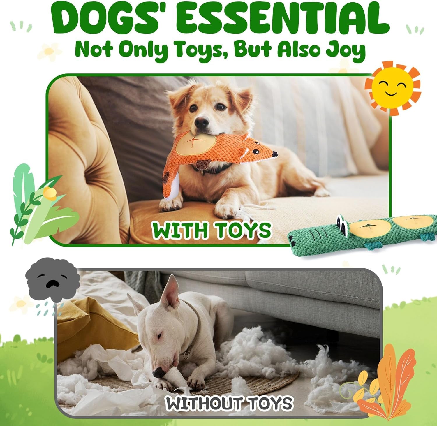 xiugoal-dog-toys-for-aggressive-chewers-2-pack-no-stuffing-dog-toys-for-boredom-and-teething-squeaky-chew-toy-for-small-medium-breed-to-keep-them-busy