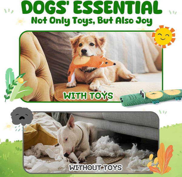 XIUGOAL Dog Toys for Aggressive Chewers, 2 Pack No Stuffing Dog Toys for Boredom and Teething, Squeaky Chew Toy for Small, Medium Breed to Keep Them Busy7