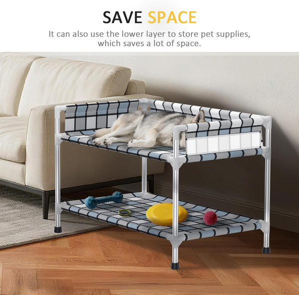 Bedside Dog Bunk Bed with Guardrail, 2 Layers Window Perch Sleeper Dogs Cot | 2-Tier Bedside Sleeper with 3-Fence, Double Elevated Human Dog Bed for Multi-Pet Households, Medium3