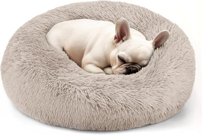 Hoewina Dog & Cat Bed for Indoor Cats, 20In Calming Donut Bed for Puppy and Kitten, Washable round Fluffy Pet Bed for Small Medium Dogs and Cats (Light Grey)14