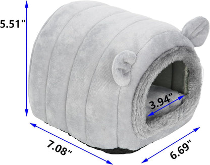 Hedgehog Bed Cave Nest Hideout, Hamster Guinea Pigs Small Animals Cage Supplies Warm House-Gray2
