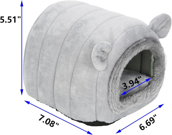 Hedgehog Bed Cave Nest Hideout, Hamster Guinea Pigs Small Animals Cage Supplies Warm House-Gray2