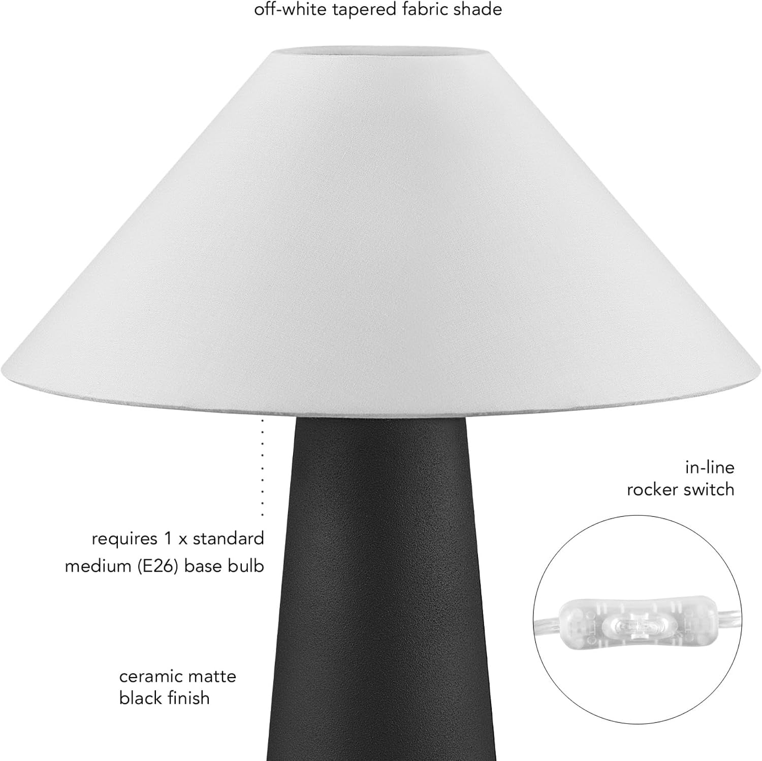 novogratz-x-18-ceramic-table-lamp-matte-black-off-white-tapered-fabric-shade-in-line-rocker-switch-5-ft-clear-cord-home-office-desk-living-room