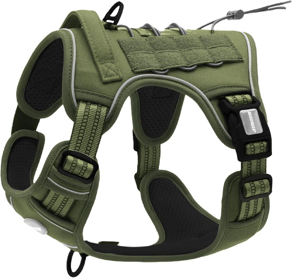 Auroth Tactical Dog Harness for Large Dogs No Pull Adjustable Pet Harness Reflective K9 Working Training Easy Control Pet Vest Military Service Dog Harnesses Army Yellow L74